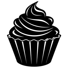 Cupcake Icon Silhouette Vector Art Illustration
