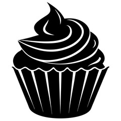 Cupcake Icon Silhouette Vector Art Illustration
