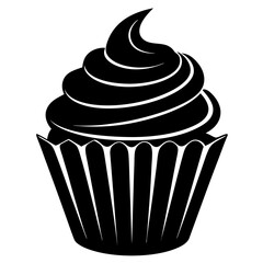 Cupcake Icon Silhouette Vector Art Illustration