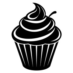 Cupcake Icon Silhouette Vector Art Illustration