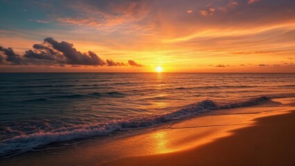 Obraz premium Sunset on the beach a serene end to the day