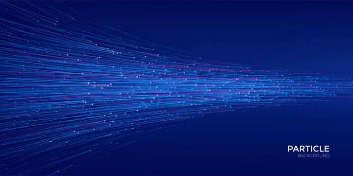 Abstract Fiber Optic Particle Background with Neon Blue and Magenta.  Internet science and technology big data background