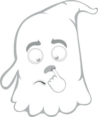 vector illustration character ghost cartoon picking your nose looking for a mucus with your finger hand
