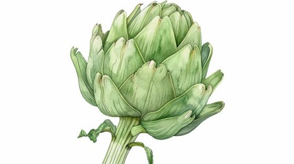 Obraz premium An artichoke illustrated with layered watercolor petals isolate on white background