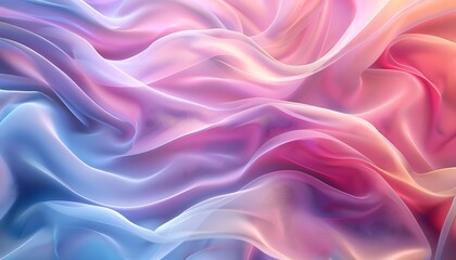 Flowing pastel fabric waves, smooth shapes, detailed textures, hyper-realistic digital art, wide-angle lens photography,