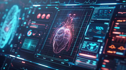Obraz premium Digital Heart Monitor Interface