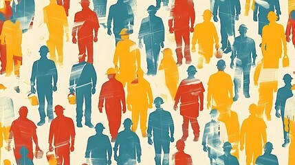 Fototapeta premium Labor Day Background Design Featuring Construction Workers, Ideal for Celebrating Industrial and Labor Themes