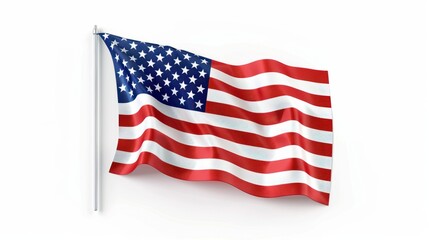 Fototapeta premium American flag isolated on white background, Veterans Day thank you, Memorial Day holiday background, 4th july day sale, usa flag background design for social media