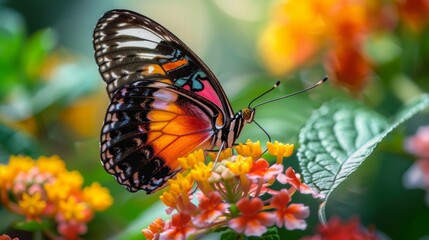 Obraz premium Close-up of a butterfly on a flower. 