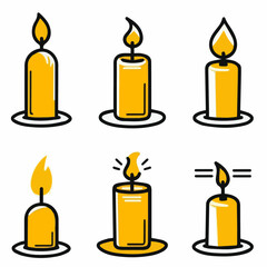 Outline icon set of thai yellow large candle