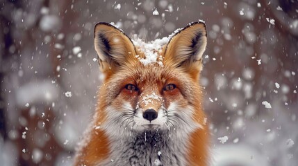 Close-up of a fox in the snow