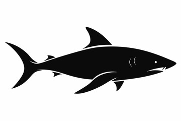 Fototapeta premium Shark silhouette vector, Silhouette of a shark isolated on white background