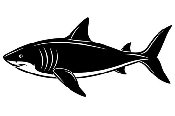 Shark silhouette vector, Silhouette of a shark isolated on white background

