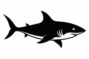 Shark silhouette vector, Silhouette of a shark isolated on white background

