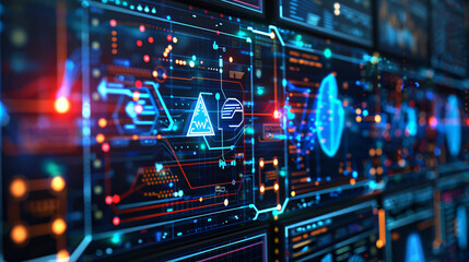 Abstract Digital Interface with glowing lines