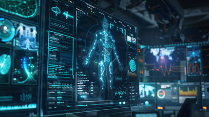 Obraz premium Human Body Scan with Digital Interface