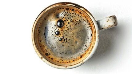 Top view of coffee number 2 on a white background for messaging