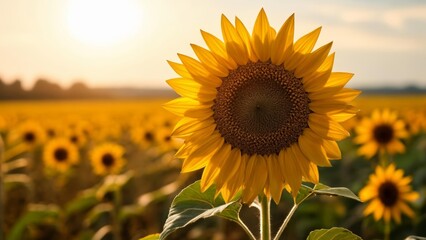 Obraz premium Bright and Beautiful Sunflower Field