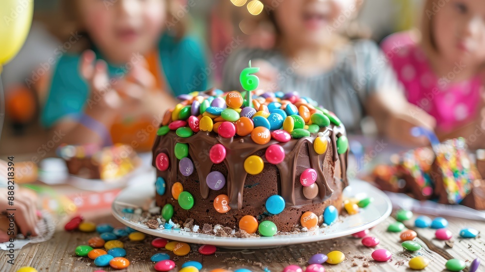 Sticker birthday cake with candles