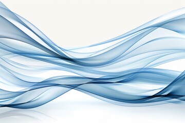 Obraz premium Abstract digital art with flowing blue lines on a white background, symbolizing fluidity and calm.