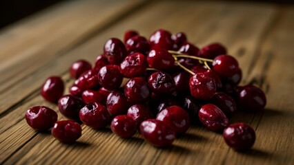  Freshly picked ripe red cherries