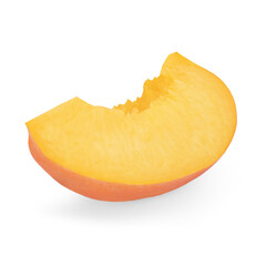 Peach fruit isolated on white background. Peach or Nectarine Side view.