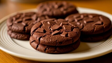  Deliciously tempting chocolate chip cookies on a plate