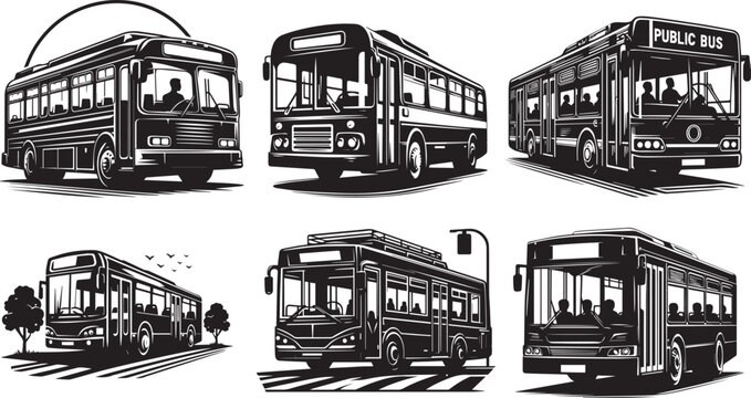 Public bus vector silhouette