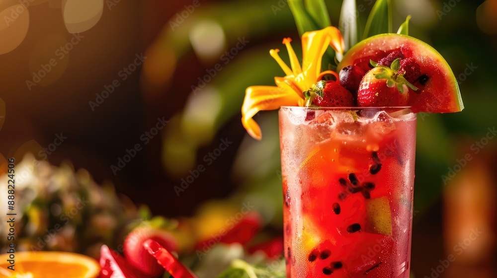 Sticker cocktail with strawberries