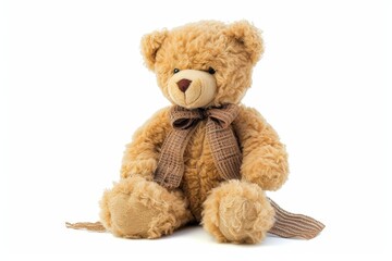 Fototapeta premium White background with an adorable Teddy bear alone