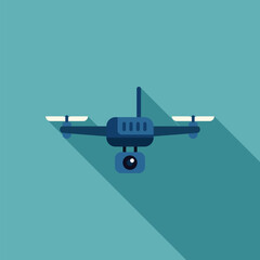 Drone is flying and recording footage with a high quality camera