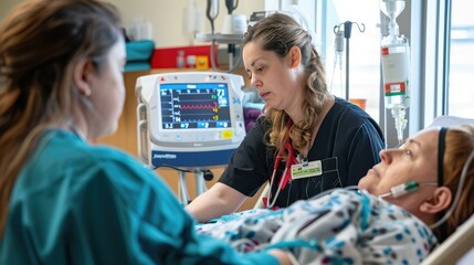 A nurse checking a patient's vital signs