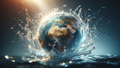 Global Impact: Earth Splashing into Water