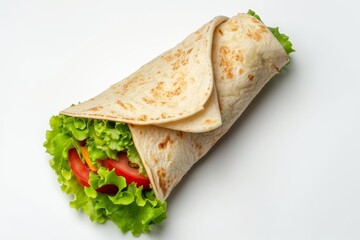 White isolated tortilla wrap viewed from above