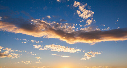 .Panorama beautiful streak clouds at sunset or sunrise background texture