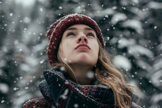 Woman posing in snow