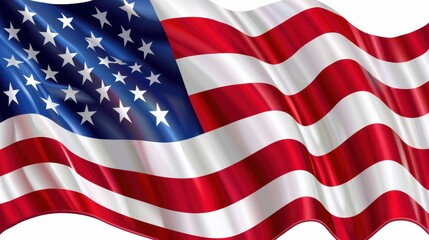 Fototapeta premium flag. American flag waves gracefully, stars and stripes in red, white, and blue, symbolizing freedom and patriotism, PNG format.