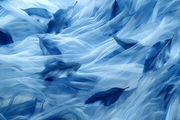 Obraz premium Abstract digital art with flowing blue and white waves, symbolizing fluidity and motion.