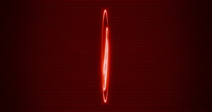 3D Rendering - Figurative self illuminated Food Hotdog icon in red color spinning over a line grid pattern background - Seamless loop