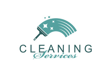 cleaning service design with window glass squeegee isolated on white background