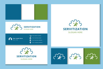 Servitization business card design featuring gear and wrench icon