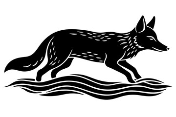 Coyote swims icon vector silhouette 