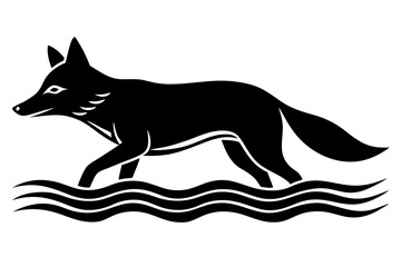 Coyote swims icon vector silhouette 