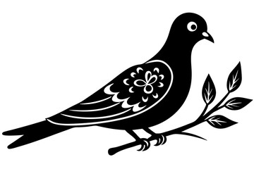 Obraz premium Dove on a branch in tree vector silhouette 