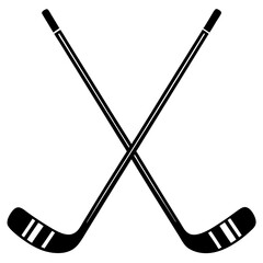 Hockey Stick set Vector silhouette on white background