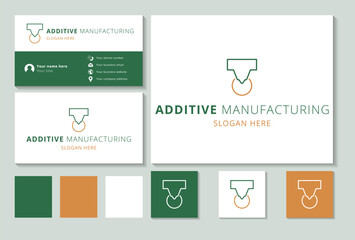 Additive manufacturing logo concept featuring a 3d printer nozzle extruding material