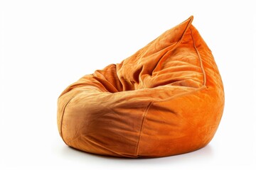 Profile of attractive new soft orange beanbag on white background