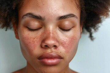 Young African American woman experiencing the effects of Lupus: Facial Rash and Redness