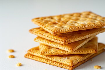 Stacked crackers on white