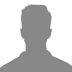 Silhouette of an adult man. Male avatar. Icon for social networks. Gray silhouette isolated on white